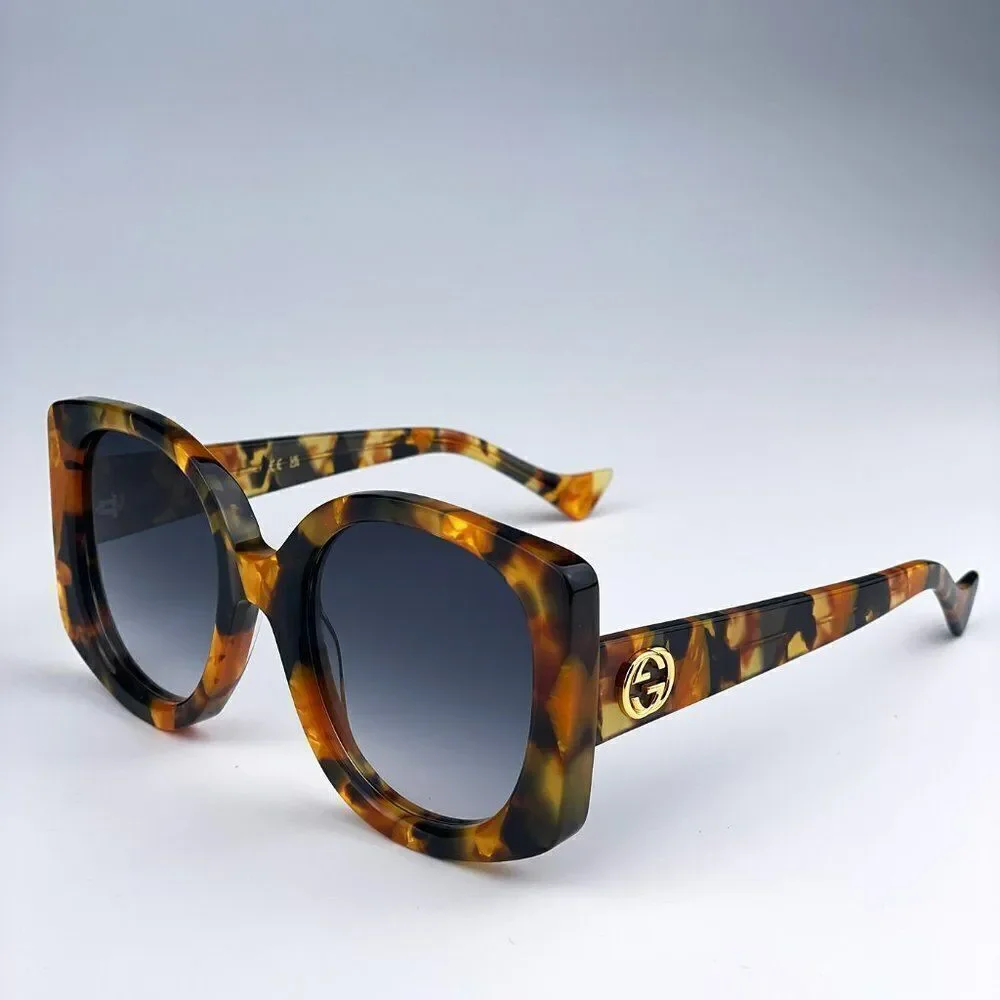 NEW Gucci GG1257S 004 Havana Gradient Blue Butterfly Oversized Women Sunglasses